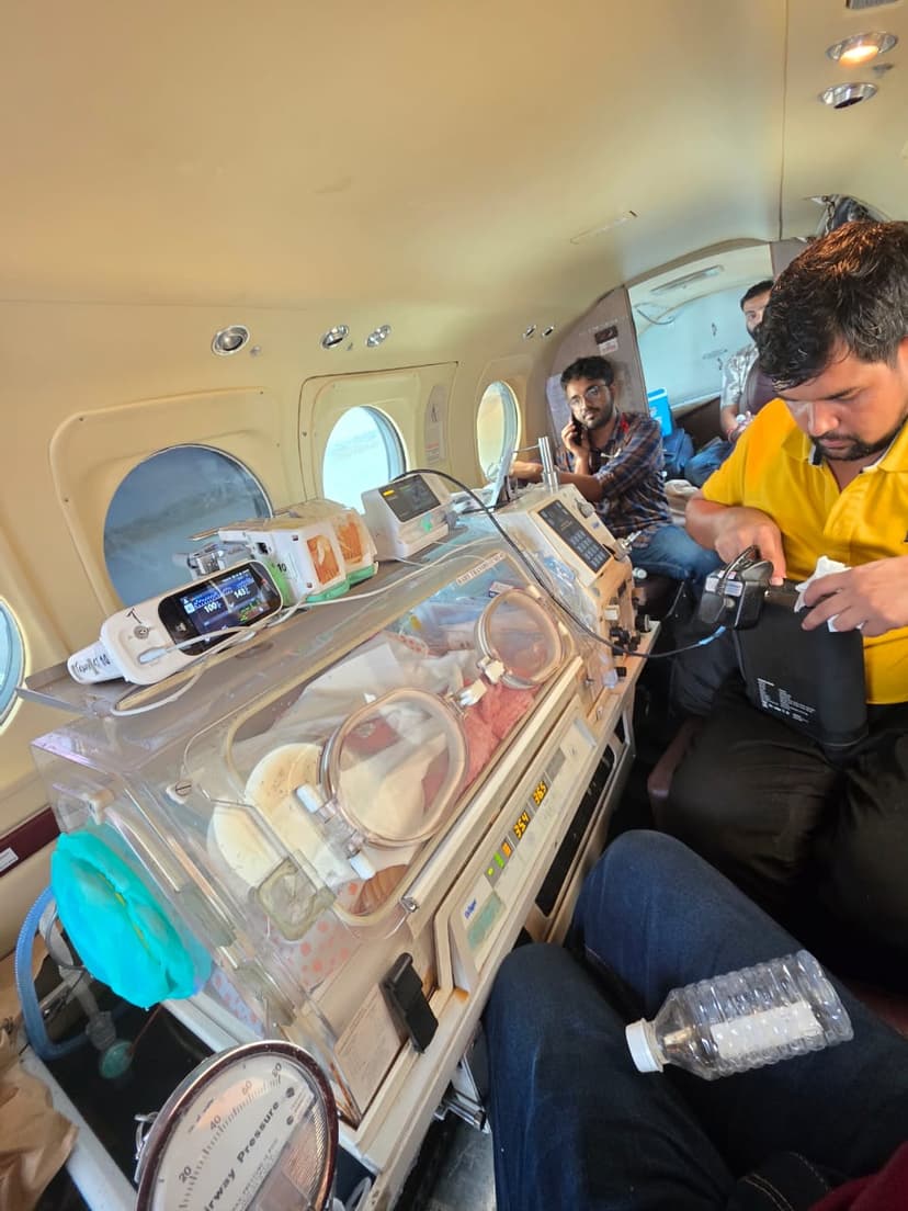 Air Ambulance Service from Bhopal to Delhi for Critical Neonatal Transfer