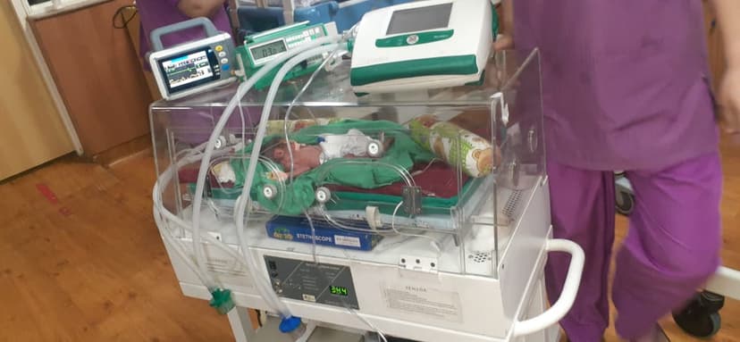 New Born Baby On Incubator