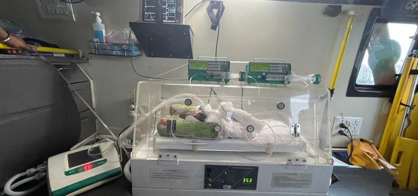 Pre-Mature Baby Shifted on Mechanical Ventilation